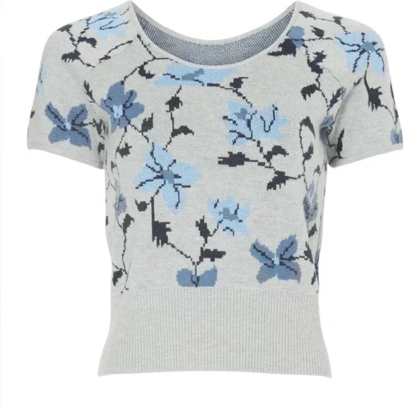 Club Monaco Floral Jacquard Sweater 100% Wool Size S - Picture 5 of 13